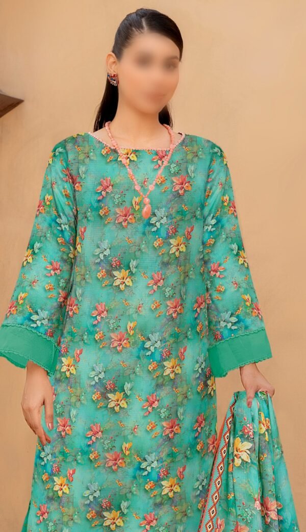 3 PC Alkaram Allover Lawn With Voil Dupatta SR-107