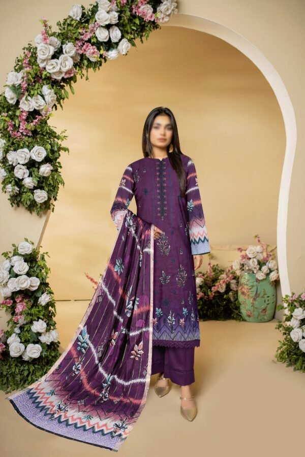 3pc  embroidered Lawn-510