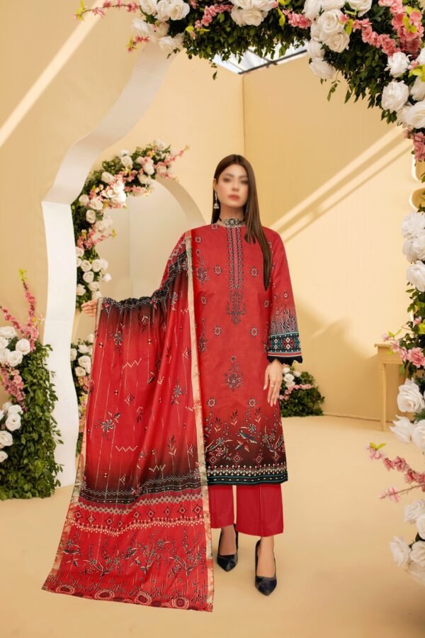 3pc Embroidered  Lawn-508