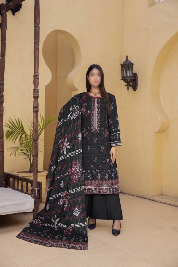 3PC Embroidery  Lawn With Fancy Dupatta-525