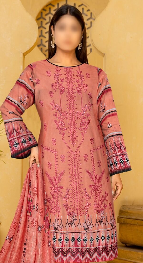 3PC Embroidery  Lawn With Fancy Dupatta-524 - Image 2