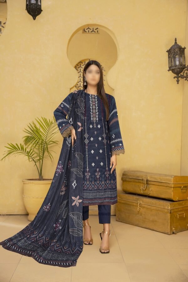 3PC Embroidery  Lawn With Fancy Dupatta-527