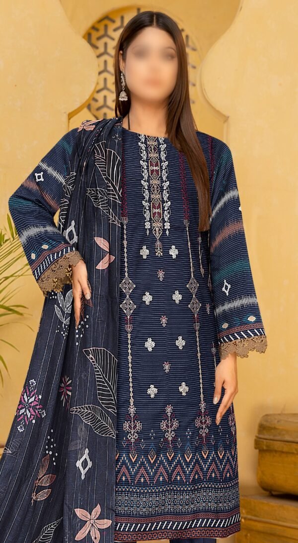 3PC Embroidery  Lawn With Fancy Dupatta-527 - Image 2