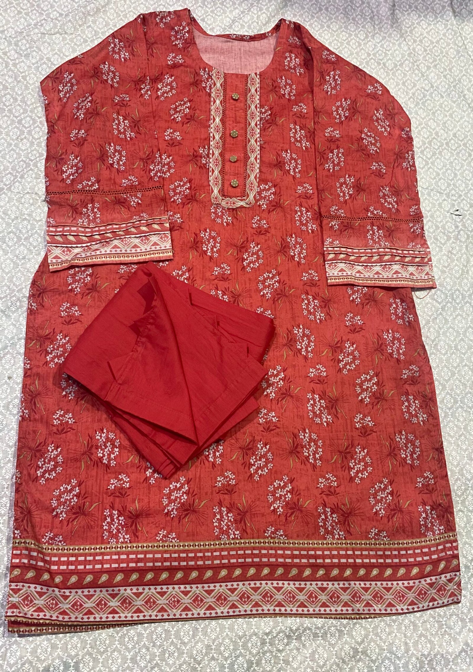 2 pc stitched lawn Branded Dress-708