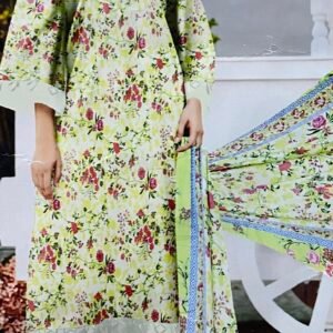 3 Pc Sapphire Lawn with  Voil Dupatta-803