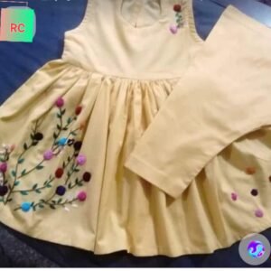 2 pc embroidery dress for kids